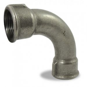Coude fonte 90&deg; grand rayon femelle / femelle - filetage 40/49 noir CODITAL