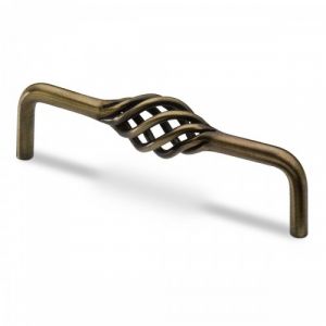 Poignée de meuble Malaca - entraxe 128 mm - hauteur 40 mm - par 4 - Aspect laiton antique HETTICH