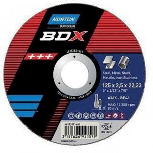 Disque de tronçonnage moyeu plat bdx-métal inox 180x1.6 B25 NORTON