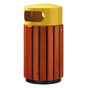 Corbeille extérieure bois et métal - 40 litres - jaune - Zeno ROSSIGNOL