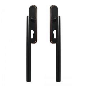 Poignée de manœuvre porte coulissante Rhodos rosace ovale - bronze - clé I int ext KARCHER DESIGN