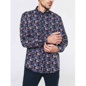 IZAC - Chemise casual fleurs et oiseaux