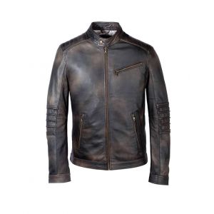 IZAC - Blouson en cuir patin&eacute; bronze ''Quadra''