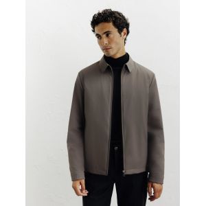 IZAC - Blouson col chemise taupe