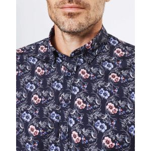 IZAC - Chemise casual fleurs et oiseaux