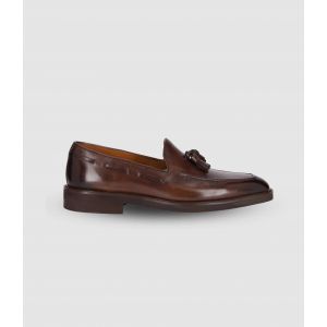 IZAC - Mocassin en cuir &agrave; pampilles marron OXFORD