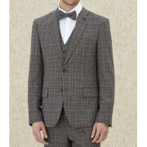 IZAC - Veste ville Prince de Galles beige ''Empreinte''