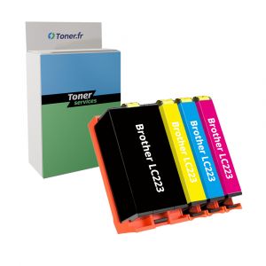 Pack de 4 cartouches d'encre compatibles Brother LC223 Noir et couleurs