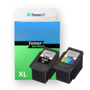 Pack de 2 cartouches d'encre compatibles Canon PG540/CL541 XL Noir et couleurs