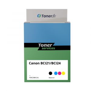 Pack de 15 cartouches d'encre compatibles Canon BCI21/BCI24 Noir et couleurs