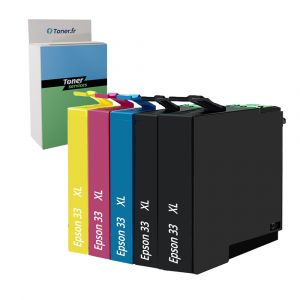 Pack de 5 cartouches d'encre compatibles Epson 33 XL Noir et couleurs