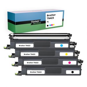Pack de 4 toners compatible Brother TN423 Noir et couleurs
