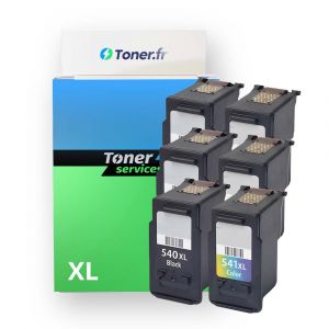 Pack de 6 cartouches d'encre compatibles Canon PG540/CL541 XL Couleur