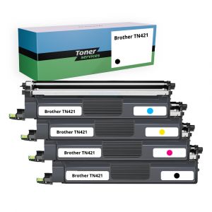 Pack de 4 toners compatible Brother TN421 Noir et couleurs