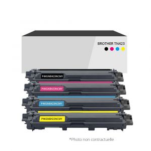 Pack de 4 toners compatible Brother TN423 Noir et couleurs