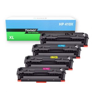 Pack de 4 toners compatible HP 410X Noir et couleurs - CF410X