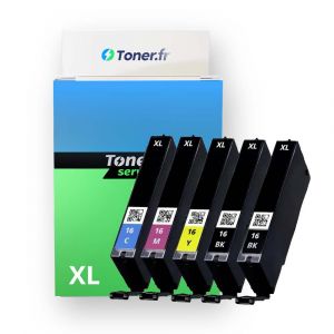 Pack de 5 cartouches d'encre compatibles Epson 16 XL Noir et couleurs