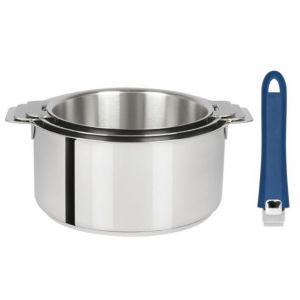 Série de 3 casseroles Mutine amovibles 16 à 20 cm + 1 poignée ble...