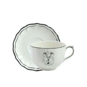 Tasse & soucoupe jumbo Y FILET BLEU MONOGRAMME