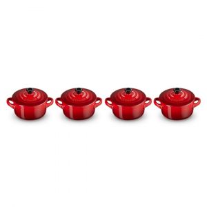 Set 4 Mini-Cocottes 10 cm Cerise