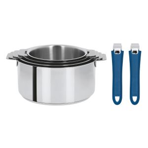 Série de 4 casseroles Mutine amovibles 14 à 20 cm + 2 poignées bl...
