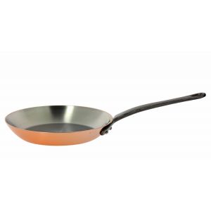Poele a frire cuivre-inox q.fonte &oslash;32cm