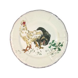 Assiette Dessert 23.2 cm Poule Negrel Soie GRANDS OISEAUX