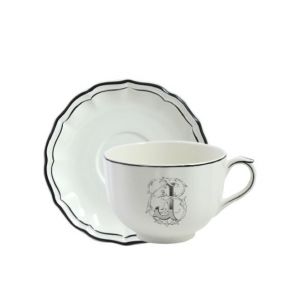 Tasse & soucoupe jumbo J FILET BLEU MONOGRAMME