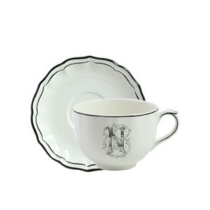 Tasse & soucoupe jumbo N FILET BLEU MONOGRAMME