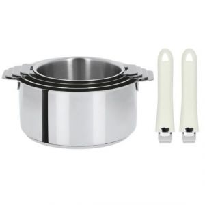 Série de 4 casseroles Mutine amovibles 14 à 20 cm + 2 poignées bl...