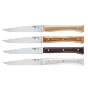 Coffret de 4 couteaux de table lame lisse Facettes manches assort...