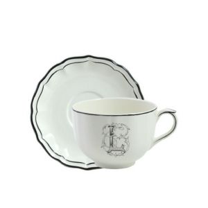 Tasse & soucoupe jumbo L FILET BLEU MONOGRAMME