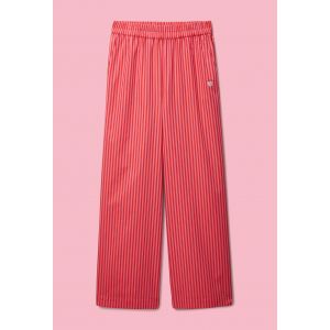 Pantalon ray&eacute; avec coeur brod&eacute; en voile de coton