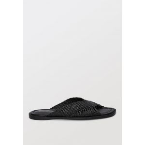 Claquettes tress&eacute;es en cuir