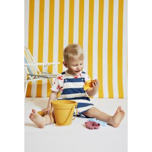 Salopette courte ray&eacute;e en coton BIO GOTS