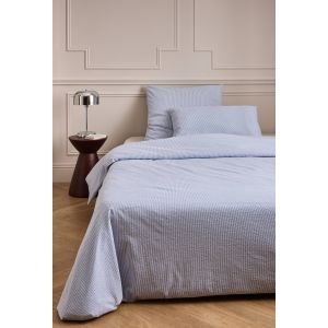 Housse de couette ray&eacute; seersucker , percale de coton bio GOTS
