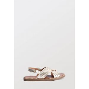 Sandales crois&eacute;es tress&eacute;es en cuir