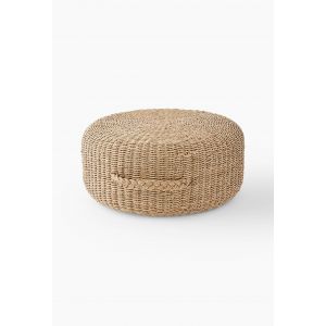 Pouf rigide rond, 45xH20 cm, en jonc de mer
