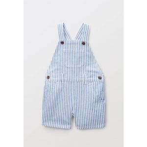 Salopette courte ray&eacute;e contenant du lin en coton BIO GOTS