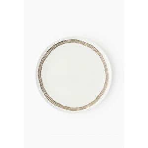Assiette plate finition liseré motif blé, 26cm