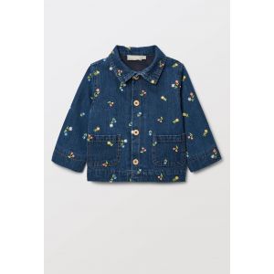 Veste denim brod&eacute;e en coton BIO GOTS