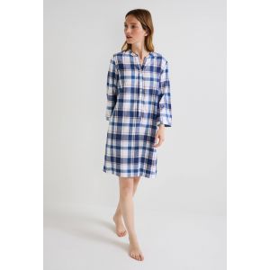Chemise de nuit à carreaux en flanelle de coton BIO
