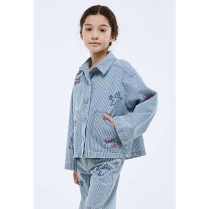 Veste en jean ray&eacute;e brod&eacute;e