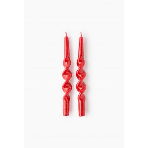 Lot de 2 flambeaux 3 torsades laqu&eacute;, 26.5x8.2x4cm, en cire