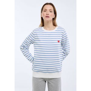 Sweat marini&egrave;re avec broderie coeur en molleton