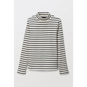 Sous-pull ray&eacute; &agrave; col montant en coton BIO GOTS