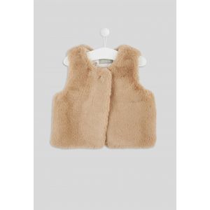 Gilet sans manches uni en fausse fourrure