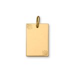 Pendentif en plaqué or plaque G.I. rectangulaire avec diamantage étoilé dans 2 angles - moyen modèle 20mm X 30mm - plaque fine
