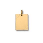 Pendentif en plaqué or plaque G.I. rectangulaire à graver avec striures dans 2 angles - dimensions 38mm X 23mm - plaque fine