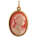 Pendentif en plaqué or Camée rose ovale